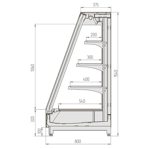 Витрина холодильная BRANDFORD Ikar Slim SQ 125 — изображение 2