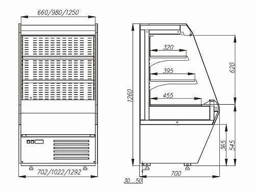 Витрина холодильная CARBOMA F13-07 VM 1,3-2 0020 стеклопакет (1260/700 ВХСп-1,3) — изображение 3